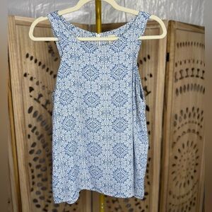 Paper Crane Blue and White Patterned Top